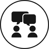 Chat icon with two silhouettes