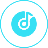 Minimalist music note symbol in blue