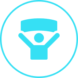 Simplified person icon with sign