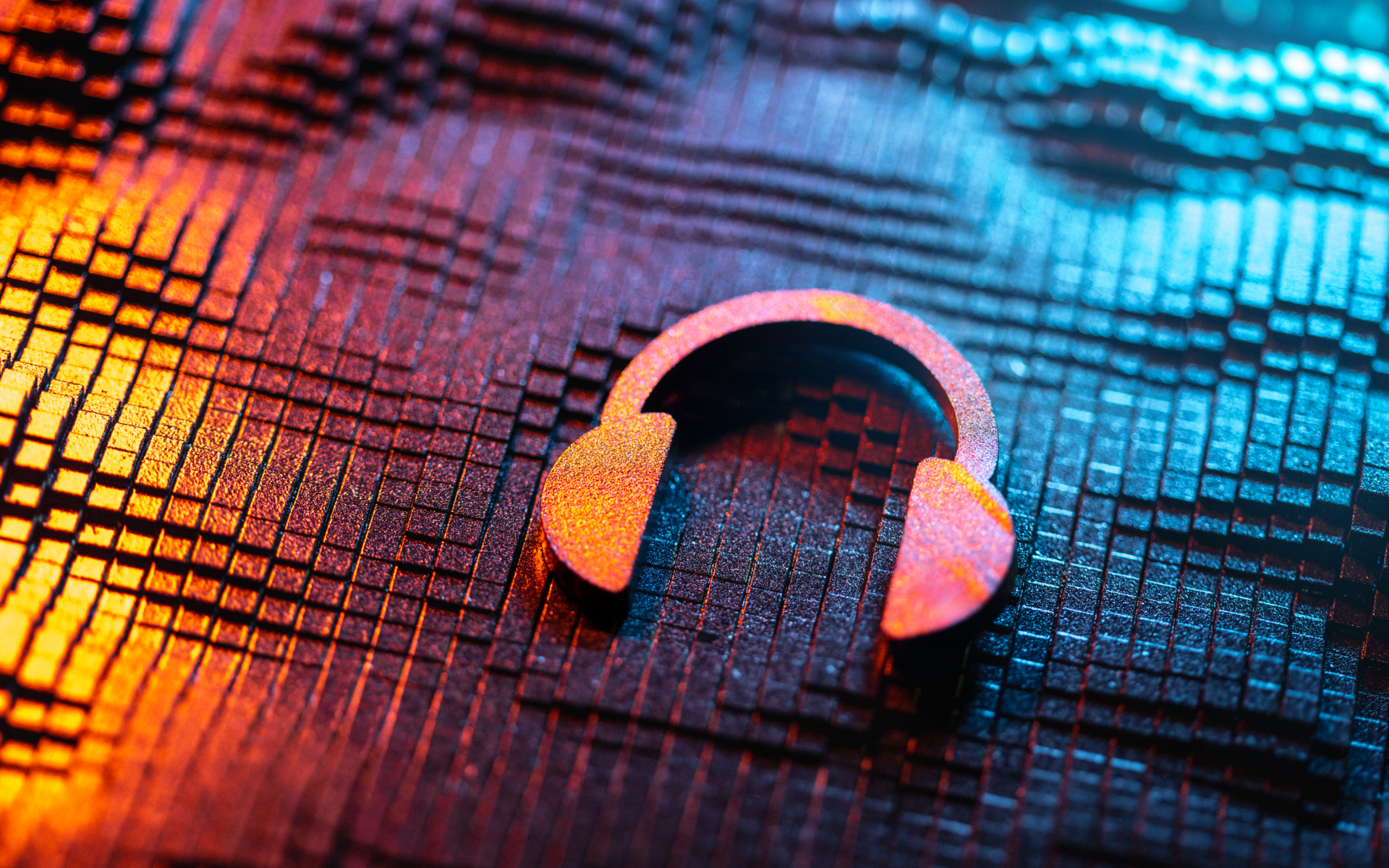 Colorful light on headphone emblem